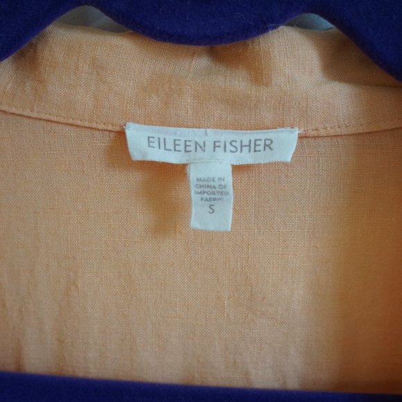 Eileen Fisher Linen Button-Up Shirt Orange Size S - Picture 6 of 11